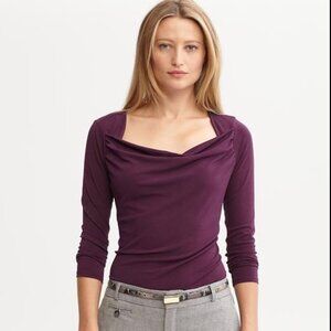 Banana Republic Plum Draped Cowl Neck Long Sleeve Top